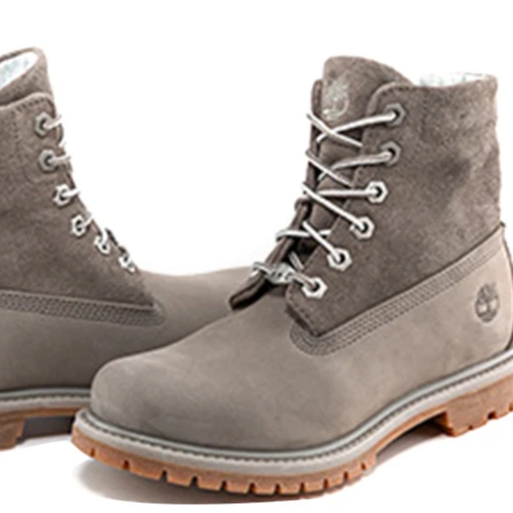 Timberland Waterproof Roll Top Suede Leather High Boots 7.5 US in Grey Taupe